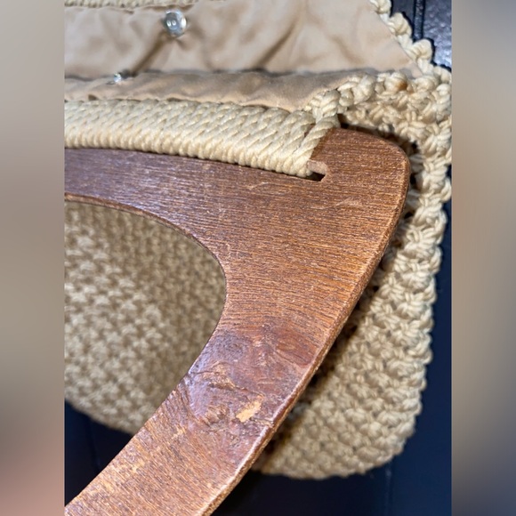 VTG 80’s Wooden Handled mini Tote bag - Picture 5 of 7